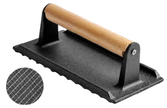 Checkered meat pressing plate